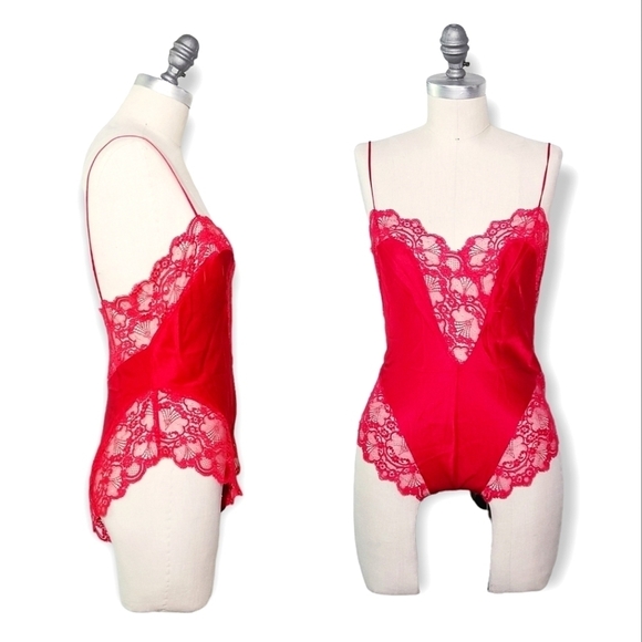 ADAGIO by Patricia Fieldwalker Vintage 80s Silk Lace Linegrie Teddy Bodysuit M - Picture 5 of 16